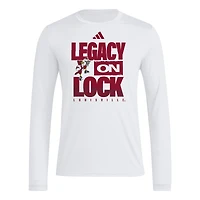 Men's adidas White Louisville Cardinals Legacy On Lock Pregame Long Sleeve T-Shirt