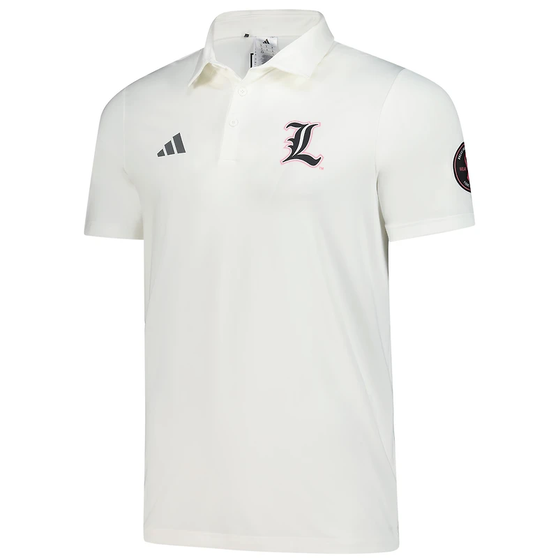 Men's adidas White Louisville Cardinals Wear Pink Breast Cancer Awareness Polo