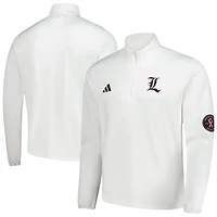 Men's adidas White Louisville Cardinals Wear Pink Quarter-Zip Pullover
