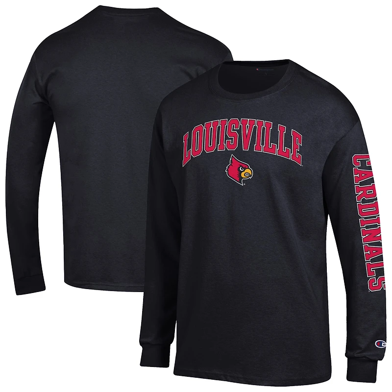 Men's Champion  Black Louisville Cardinals Arch Over Logo 2-Hit Long Sleeve T-Shirt