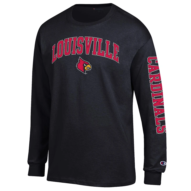 Men's Champion  Black Louisville Cardinals Arch Over Logo 2-Hit Long Sleeve T-Shirt