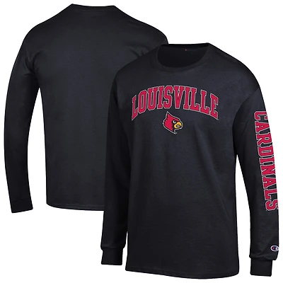 Men's Champion  Black Louisville Cardinals Arch Over Logo 2-Hit Long Sleeve T-Shirt