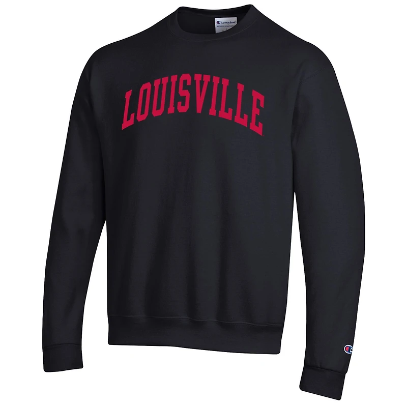 Sweat-shirt en polaire Champion Black Basic Arch pour homme des Louisville Cardinals