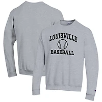 Men's Champion Gray Louisville Cardinals Baseball Icon Crewneck Pullover Sweatshirt