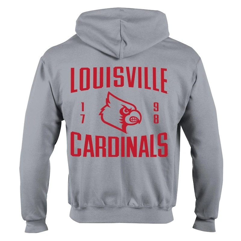 Men's Champion  Gray Louisville Cardinals Varsity Powerblend Full-Zip Fleece Hoodie