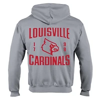 Men's Champion  Gray Louisville Cardinals Varsity Powerblend Full-Zip Fleece Hoodie
