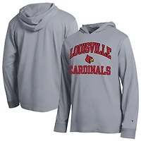 T-shirt à capuche manches longues Champion Heather Gray Louisville Cardinals High Motor All-Star pour homme