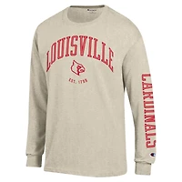 Men's Champion  Heather Oatmeal Louisville Cardinals Neutral Arch Long-Sleeve T-Shirt