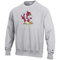 Chandail à tissage inversé pour homme avec logo Louisville Cardinals Vault gris chiné Champion