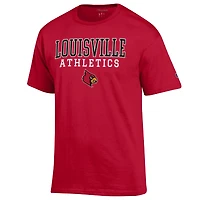 T-shirt rouge Champion pour homme avec logo des Louisville Cardinals Athletics