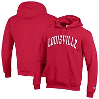 Men's Champion  Red Louisville Cardinals Basic Arch Fleece Pullover Hoodie