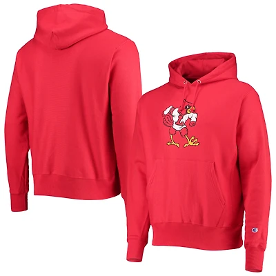 Chandail à capuchon rouge Champion pour hommes Louisville Cardinals Vault Logo Reverse Weave