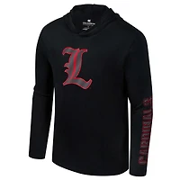 Men's Colosseum Black Louisville Cardinals Color Pop Active Blend 2-Hit Long Sleeve Hooded T-Shirt