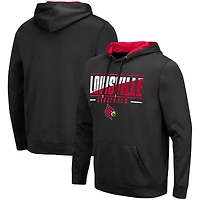 Men's Colosseum Black Louisville Cardinals Slash Stack 2.0 Pullover Hoodie