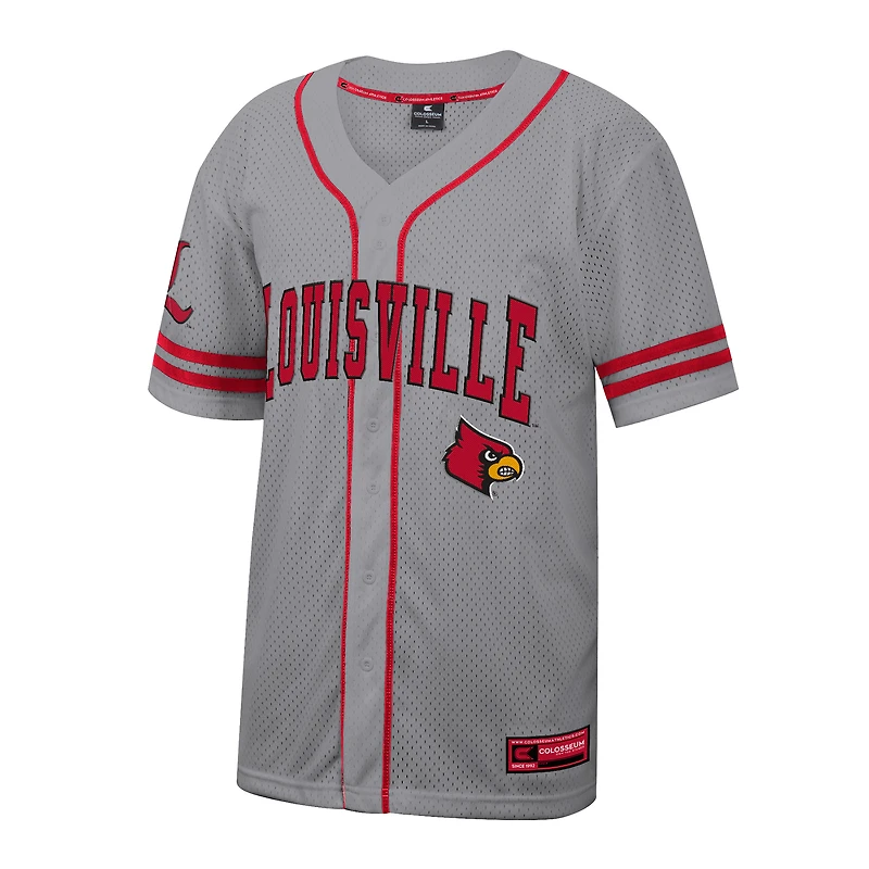 Men's Colosseum Gray Louisville Cardinals Free Spirited Baseball Jersey