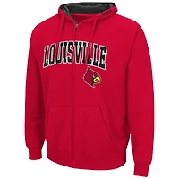 Sweat à capuche zippé complet Louisville Cardinals Arch & Logo pour homme rouge Colosseum