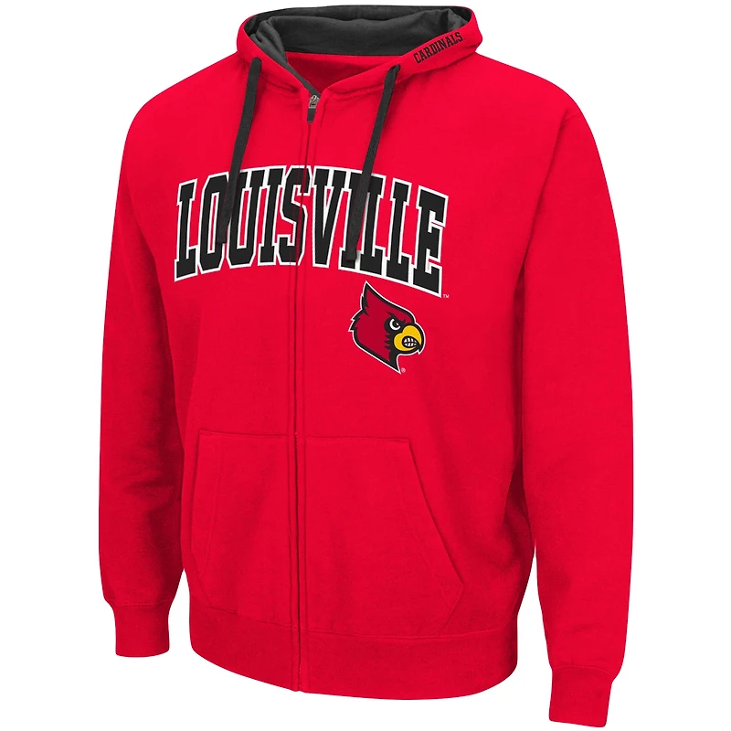 Men's Colosseum Red Louisville Cardinals Big & Tall Full-Zip Hoodie