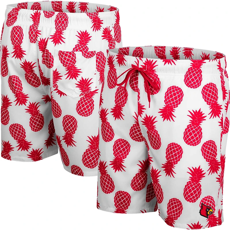 Short de bain pour homme Colosseum White Louisville Cardinals Pineapples