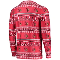 Concepts Sport Rouge Louisville Cardinals Ugly Sweater T-shirt et pantalon à manches longues pour homme