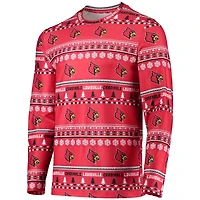 Men's Concepts Sport Red Louisville Cardinals Ugly Sweater Long Sleeve Top and Pants Sleep Set