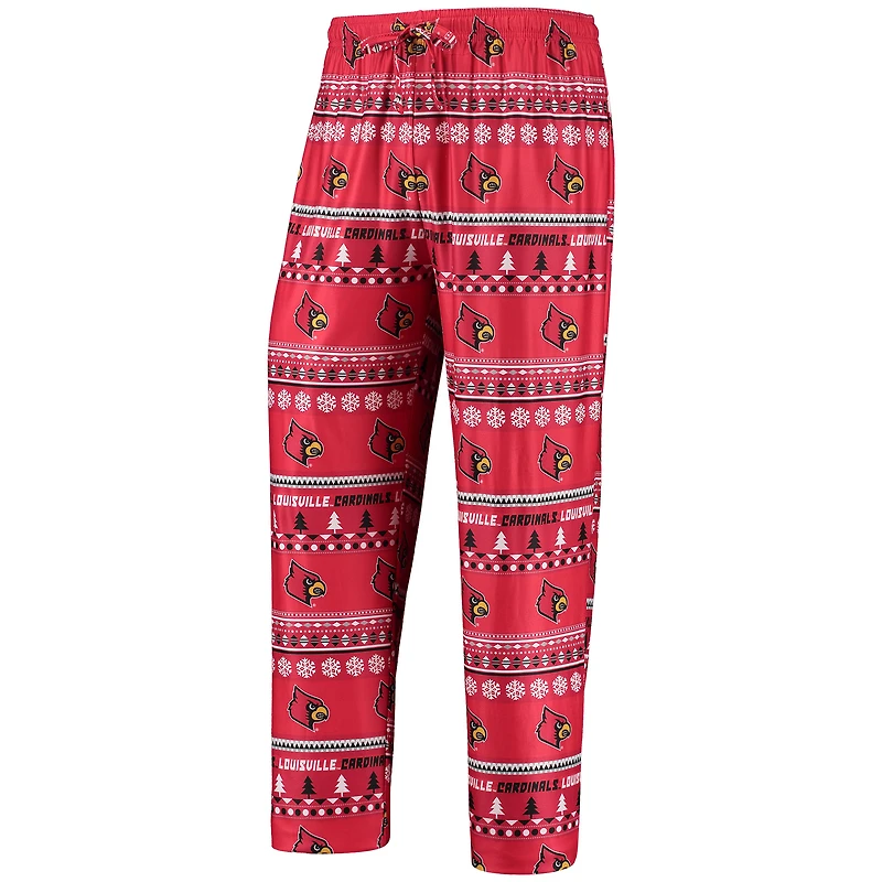 Ensemble de nuit pour homme Concepts Sport Red Louisville Cardinals, pull moche à manches longues et pantalon