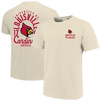 T-shirt confortable à imprimé mascotte Louisville Cardinals pour homme, couleur crème