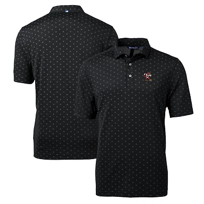 Men's Cutter & Buck Black Louisville Cardinals Team Big Tall Virtue Eco Pique Tile Print Polo