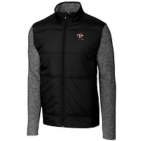 Men's Cutter & Buck Black Louisville Cardinals Vault Big Tall Stealth Hybrid Quilted Full-Zip Windbreaker Jacket