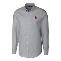Men's Cutter & Buck Charcoal Louisville Cardinals Stretch Oxford Big Tall Long Sleeve Button-Down Shirt