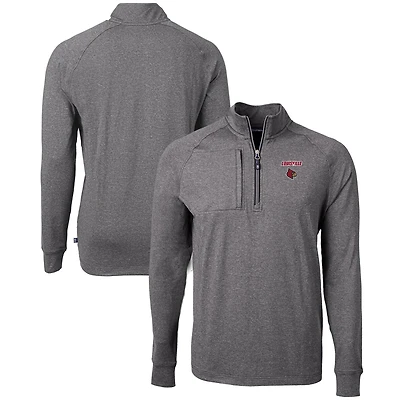 Pull-over zippé quart de tour en tricot écologique Adapt Big & Tall pour homme, noir chiné, des Cardinals Louisville, Cutter Buck