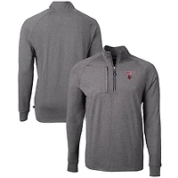 Pull-over zippé quart de tour en tricot écologique Adapt Big & Tall pour homme, noir chiné, des Cardinals Louisville, Cutter Buck