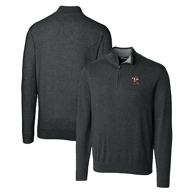 Pull zippé quart de tour pour homme, couleur charbon chiné, coupe Cutter & Buck, Louisville Cardinals, Lakemont Tri-Blend, grande taille