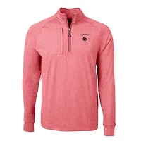 Men's Cutter & Buck  Heather Red Louisville Cardinals Big Tall Adapt Eco Knit Quarter-Zip Pullover Top
