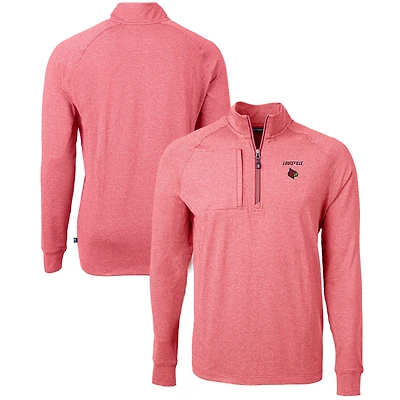 Men's Cutter & Buck  Heather Red Louisville Cardinals Big Tall Adapt Eco Knit Quarter-Zip Pullover Top