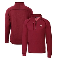 Men's Cutter & Buck Heather Red Louisville Cardinals Mainsail Sweater-Knit Half-Zip Pullover Jacket