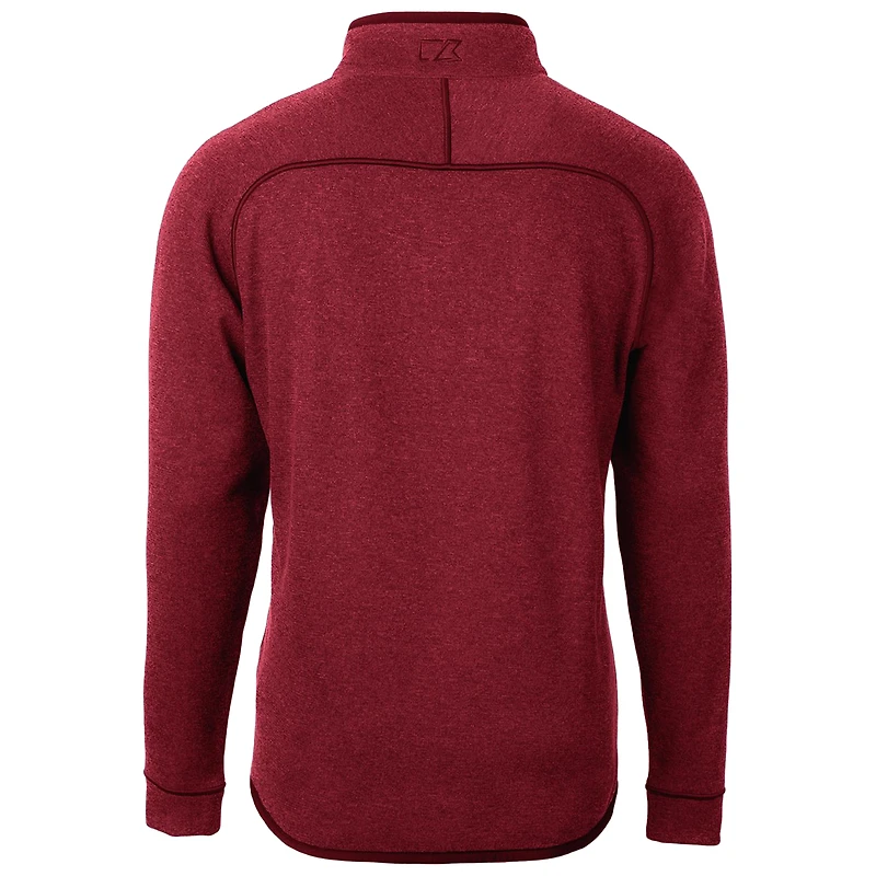 Men's Cutter & Buck Heather Red Louisville Cardinals Mainsail Sweater-Knit Half-Zip Pullover Jacket
