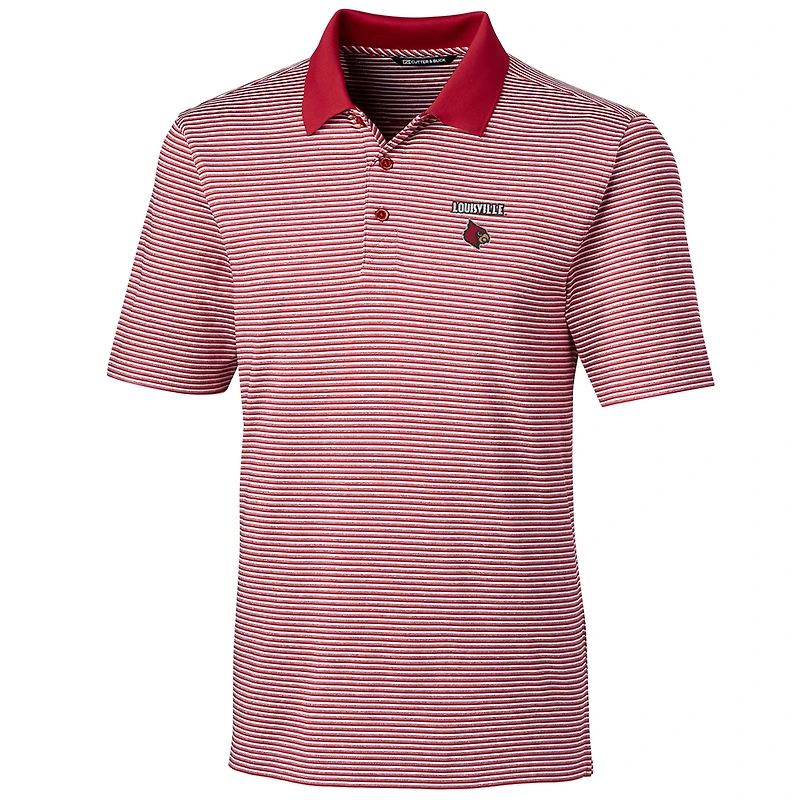Polo à rayures ton sur Forge pour homme, rouge Cutter & Buck, Louisville Cardinals, grande taille