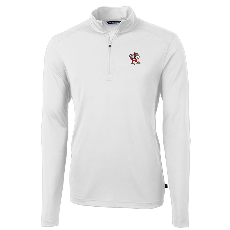 Men's Cutter & Buck White Louisville Cardinals Team Big Tall Virtue Eco Pique Recycled Quarter-Zip Pullover Top