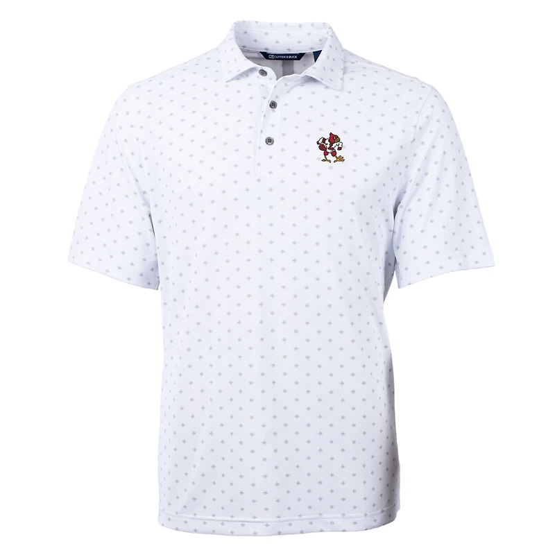 Polo Cutter & Buck White Louisville Cardinals Virtue Eco Pique Tile recyclé pour homme
