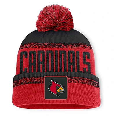 Men's Fanatics Red/Black Louisville Cardinals Thrive Cuffed Knit Hat with Pom