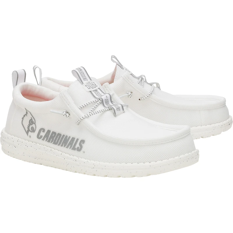 Chaussures décontractées Hey Dude blanches pour hommes Louisville Cardinals Wally