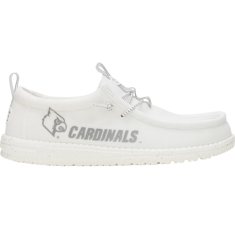 Chaussures décontractées Hey Dude blanches pour hommes Louisville Cardinals Wally