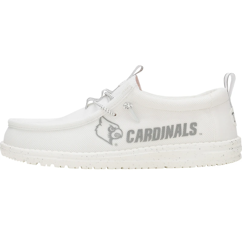 Chaussures décontractées Hey Dude blanches pour hommes Louisville Cardinals Wally