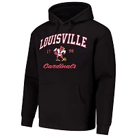 Men's League Collegiate Wear Black Louisville Cardinals Arch Script Essential Fleece 2.0 Pullover Hoodie