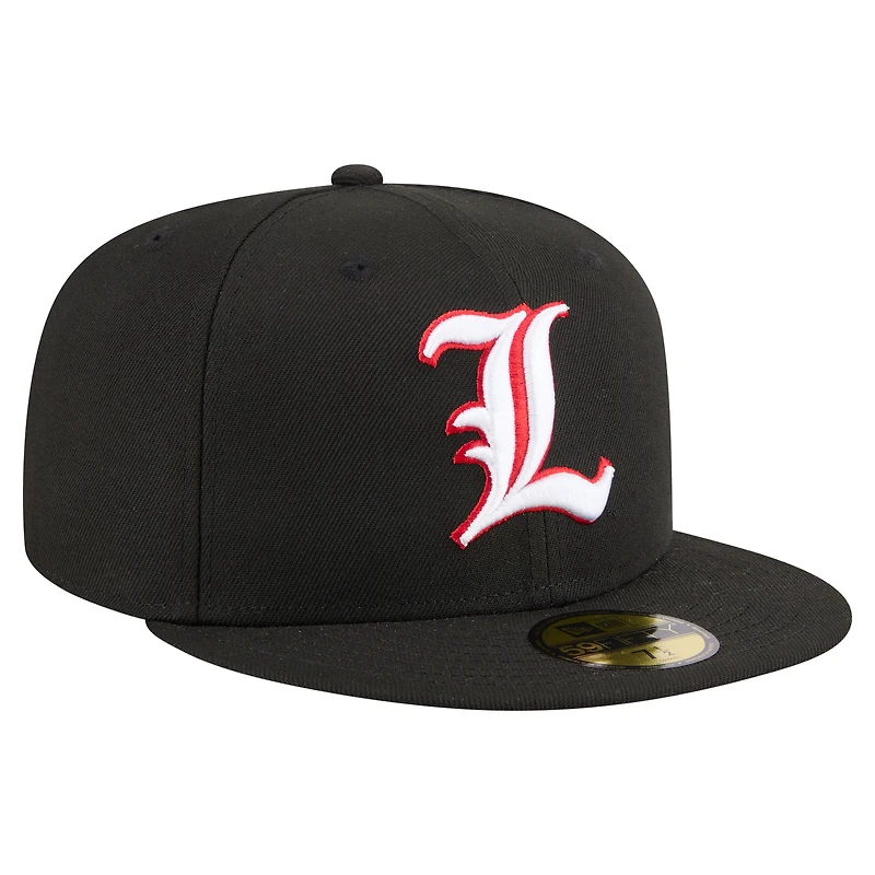 Casquette de baseball ajustée New Era noire pour homme, modèle Louisville Cardinals On-Field