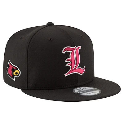 Men's New Era  Black Louisville Cardinals Team 9FIFTY Snapback Hat