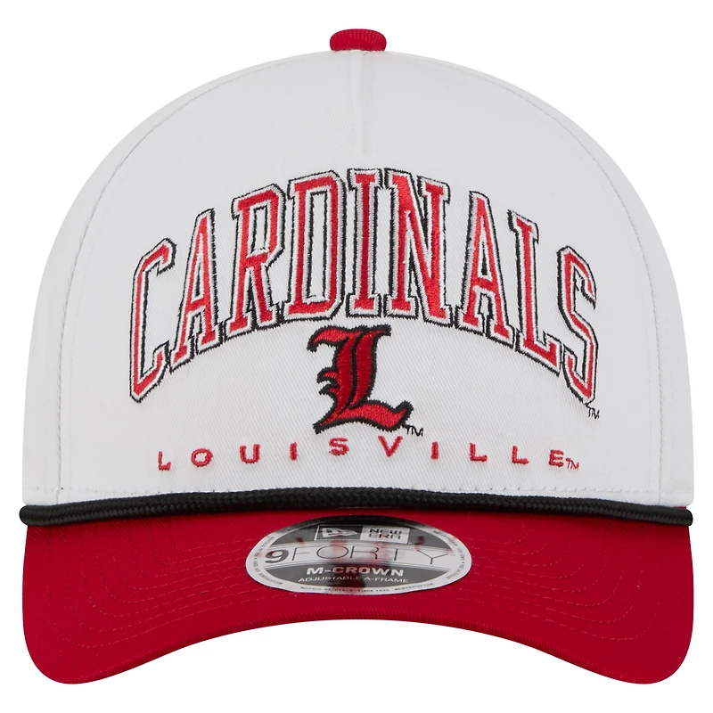 Men's New Era White/Red Louisville Cardinals Arch Two-Tone Rope 9FORTY A-Frame M-Crown Adjustable Hat