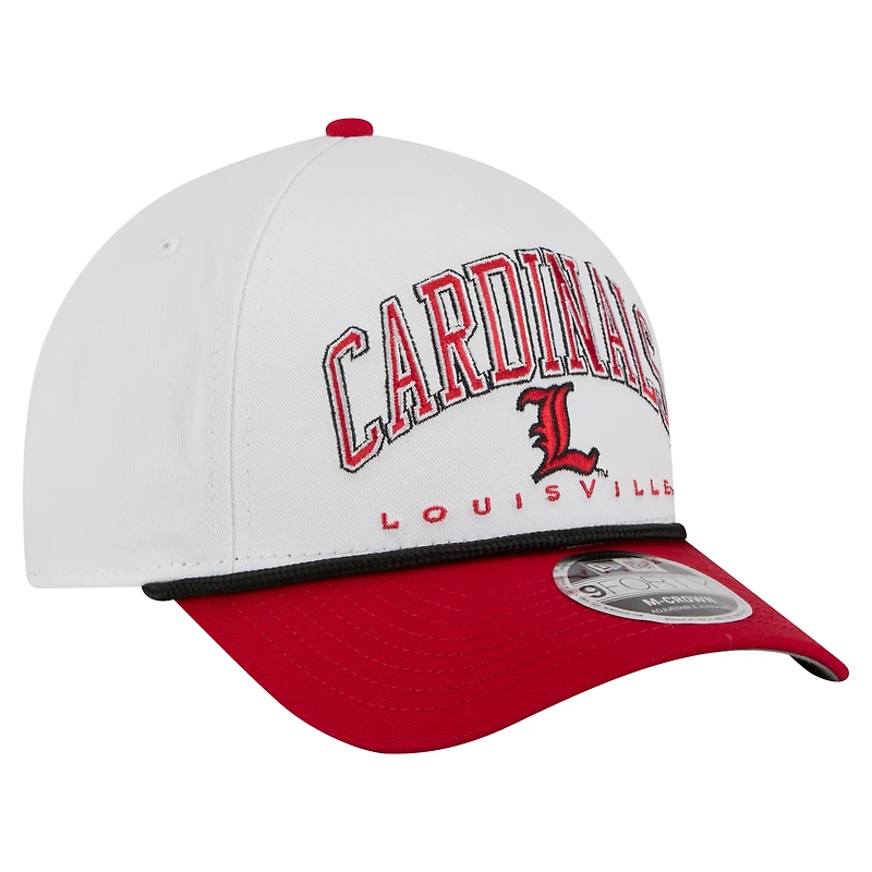 Men's New Era White/Red Louisville Cardinals Arch Two-Tone Rope 9FORTY A-Frame M-Crown Adjustable Hat