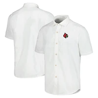 Chemise boutonnée Tommy Bahama pour hommes, Louisville Cardinals, Coconut Point, Palm Vista, IslandZone Camp, blanche