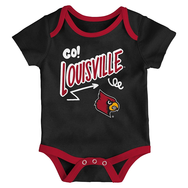 Newborn & Infant Outerstuff Louisville Cardinals Three-Pack All Day Play Bodysuit Set